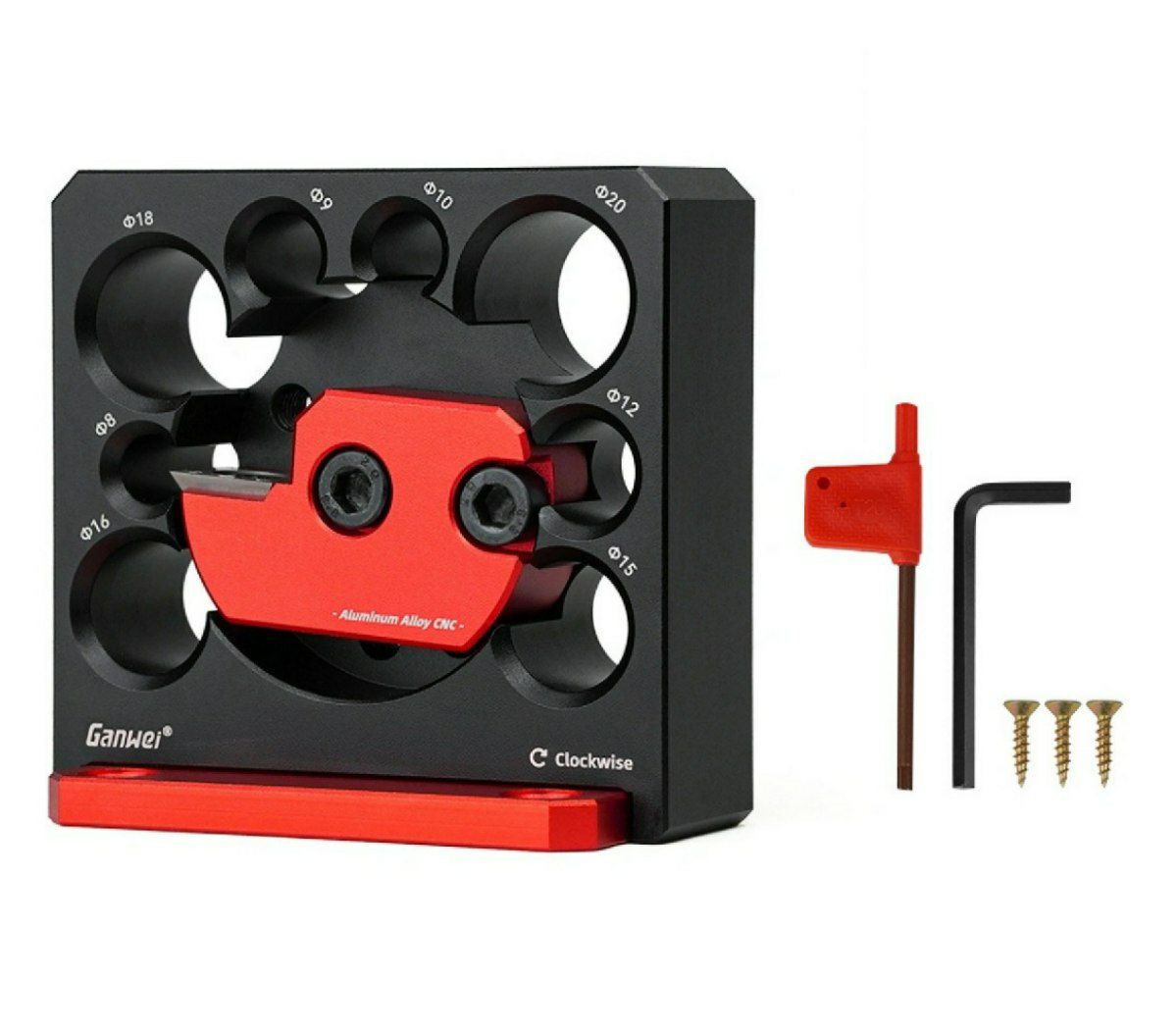 Kit de gabarit 8 trous avec lames en carbure, outil auxiliaire pour perceuse électrique métrique et en pouces pour le travail du bois, barre ronde (ensemble de 2 pouces)