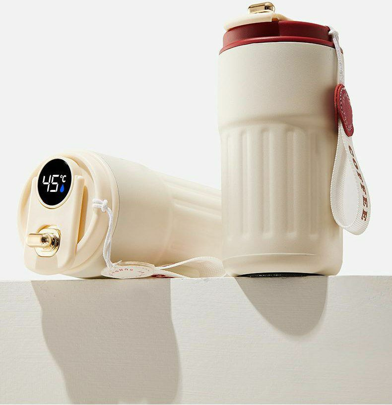 Tasse à café intelligente, tasse thermos portable, tasse à eau d'accompagnement en acier inoxydable 316 isothermes sont dotées d'un affichage LED de la température sur le couvercle.