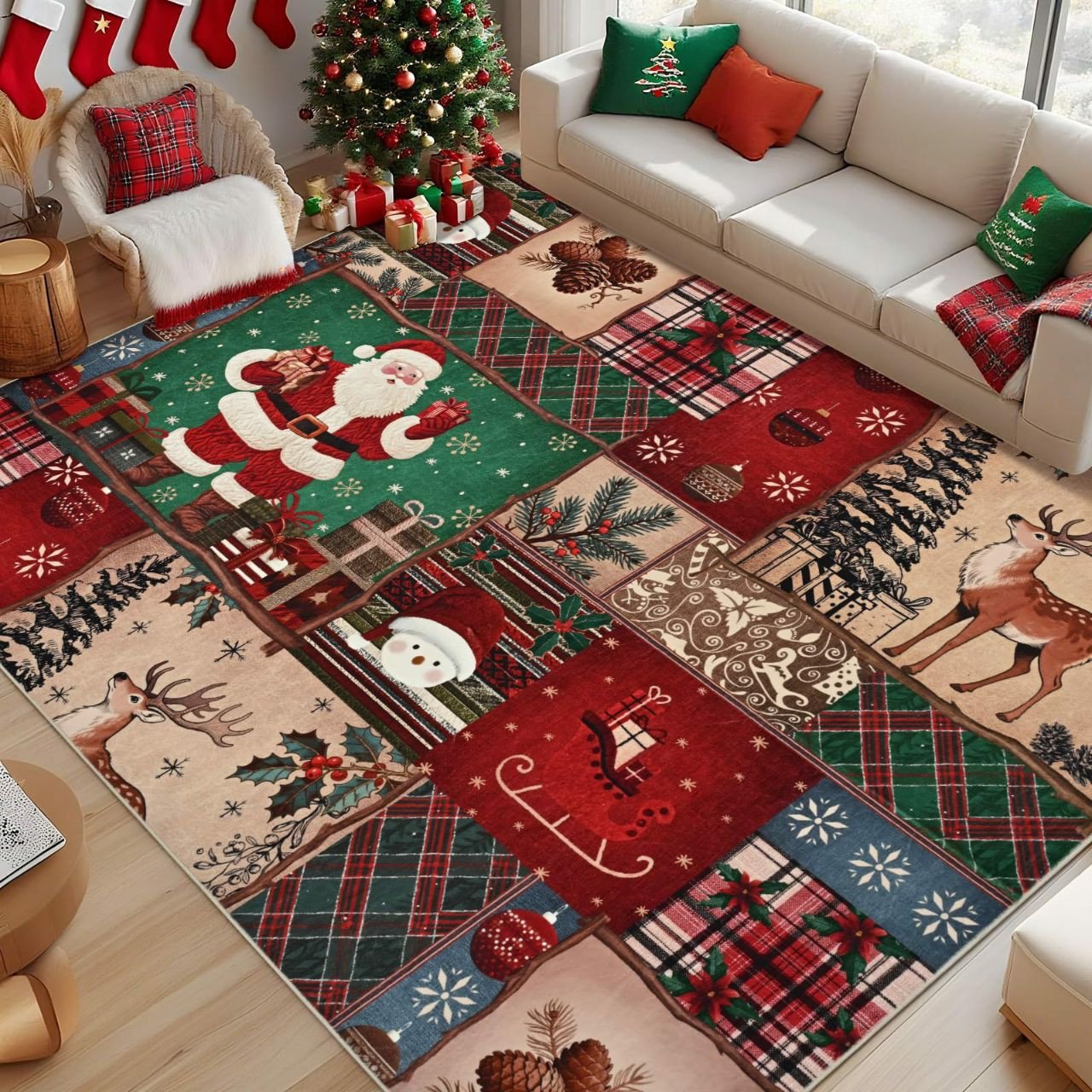 Tapis de sol de Noël imprimé avec motif de sapin de Noël