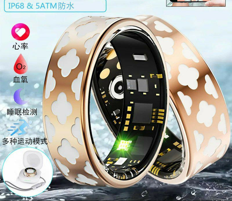 Smart Ring, Bague intelligente pour fréquence cardiaque, sang oxygène sommeil exercice podomètre surveillance étanche multifonction pour  Femmes et Hommes,