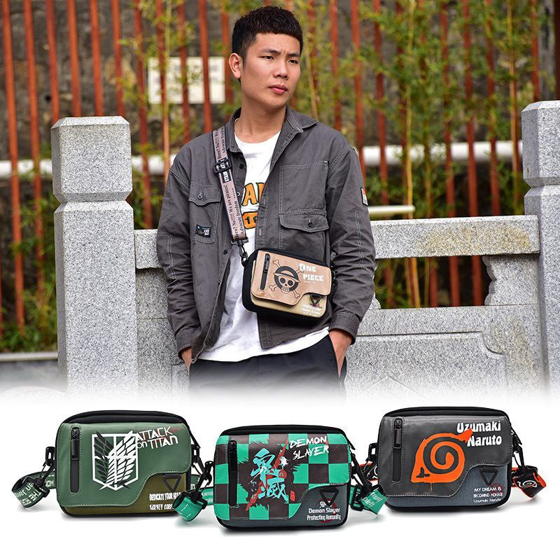 Sac à bandoulière Anime One Piece Naruto Demon Slayer: Kimetsu no Totoro sac pour téléphone portable sac à bandoulière pour hommes et femmes