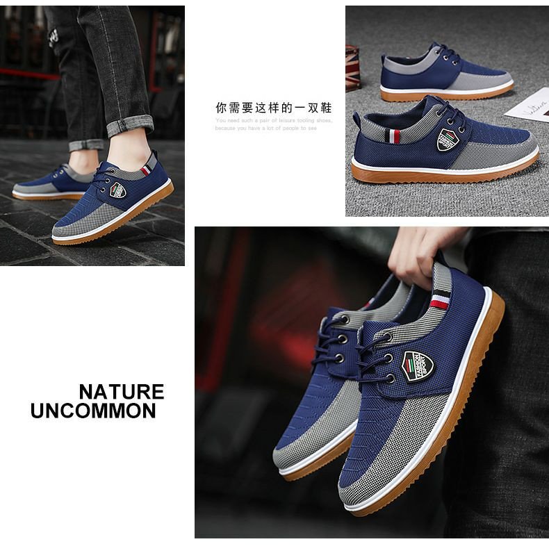 Chaussures en tissu de grande taille pour hommes, chaussures de travail polyvalentes, baskets décontractées, chaussures pour hommes de style coréen, chaussures en toile décontractées à lacets