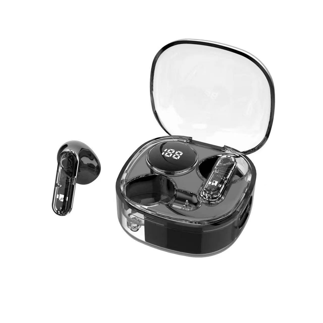 Nouveau modèle privé transfrontalier transparent MAX20 casque Bluetooth sans fil affichage numérique chapiteau TWS intra-auriculaire écouteurs sans fil TWS au design transparent, présentée dans un boî