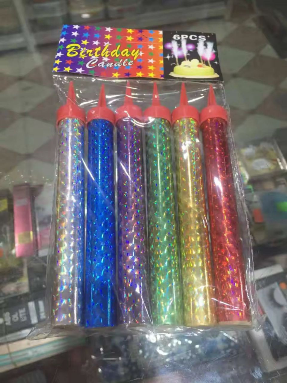 Ensemble bougie d’anniversaire et pétard de fête pack de 6