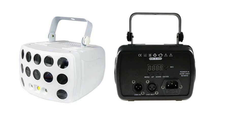 Projecteur d'éclairage de scène combine des effets LED RGBW, un laser et un stroboscope 3-en-1.