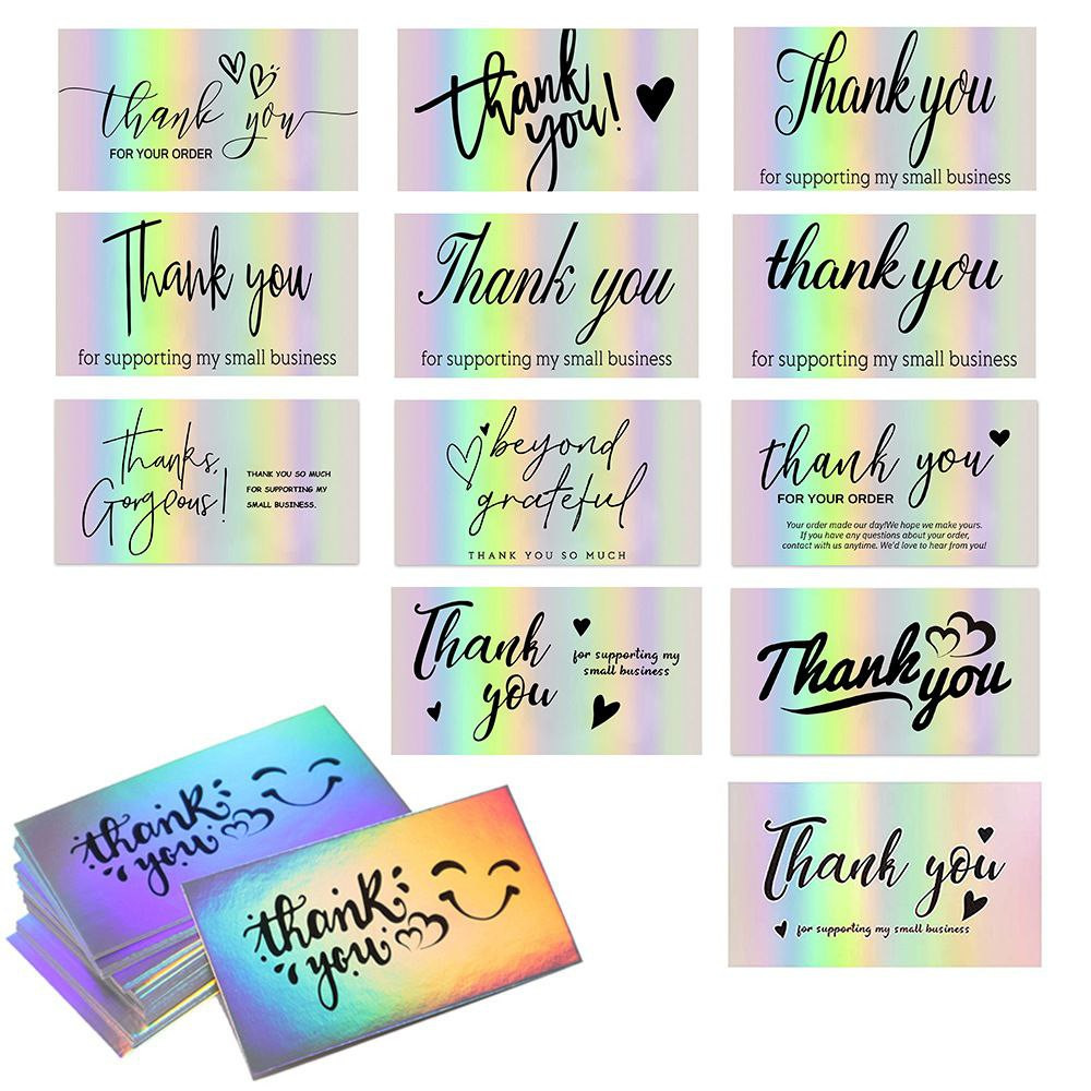 50 pièces/pack cartes de remerciement laser cartes-cadeaux holographiques de remerciement cartes de vœux cartes décoratives vierges 50pcs in pack
